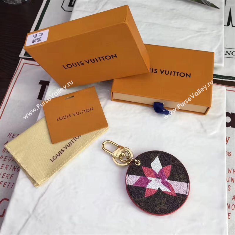 LV Louis Vuitton Illustre Flower Bag Charm and Key Holder Red 6936