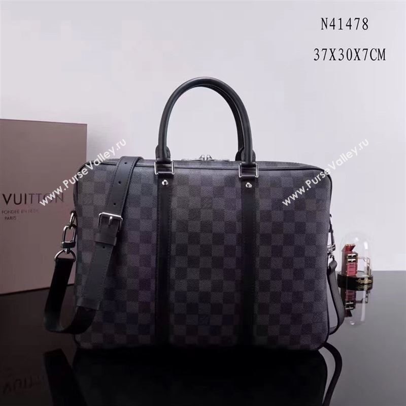 LV Louis Vuitton Porte-Documents Voyage Messenger Handbag N41478 Damier Graphite Bag