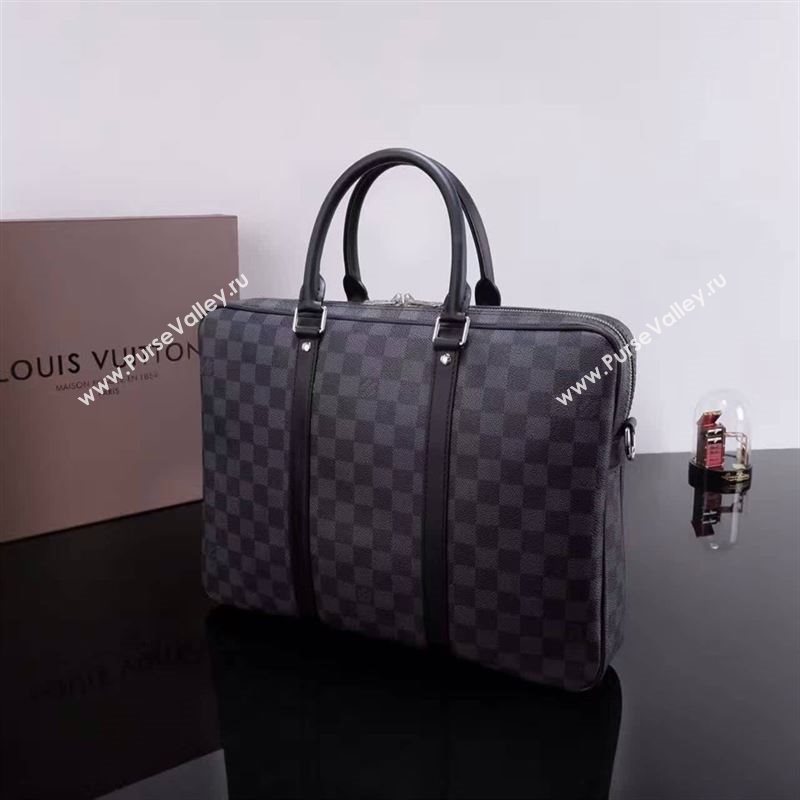 LV Louis Vuitton Porte-Documents Voyage Messenger Handbag N41478 Damier Graphite Bag