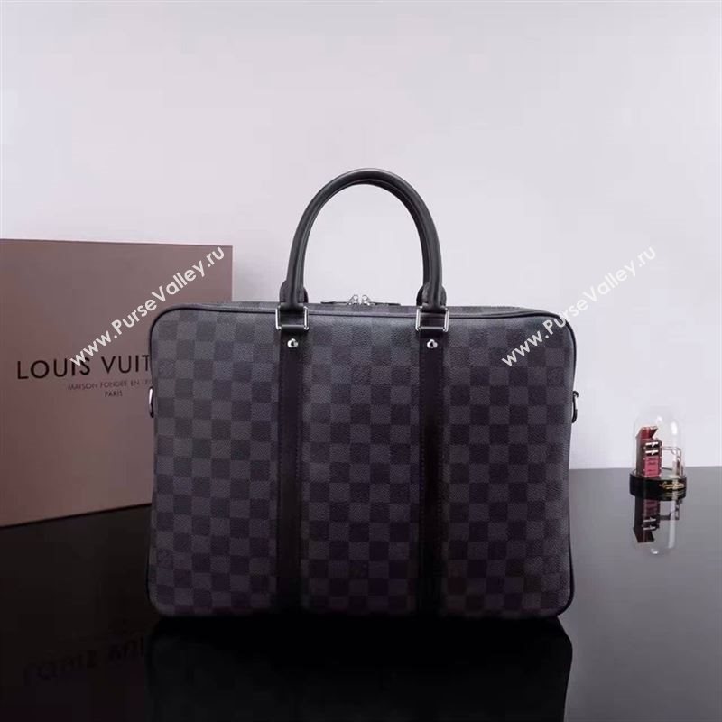LV Louis Vuitton Porte-Documents Voyage Messenger Handbag N41478 Damier Graphite Bag