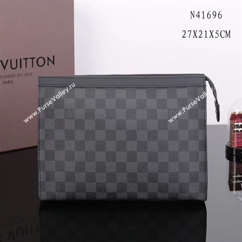 LV Louis Vuitton Pochette Voyage Clutch Handbag N41696 Damier Graphite Bag
