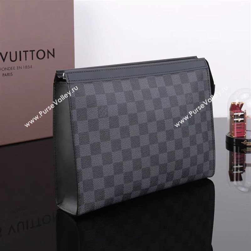 LV Louis Vuitton Pochette Voyage Clutch Handbag N41696 Damier Graphite Bag