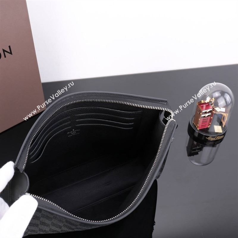 LV Louis Vuitton Pochette Voyage Clutch Handbag N41696 Damier Graphite Bag