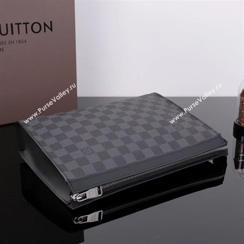 LV Louis Vuitton Pochette Voyage Clutch Handbag N41696 Damier Graphite Bag