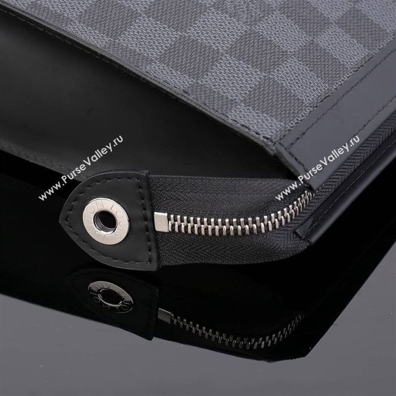 LV Louis Vuitton Pochette Voyage Clutch Handbag N41696 Damier Graphite Bag