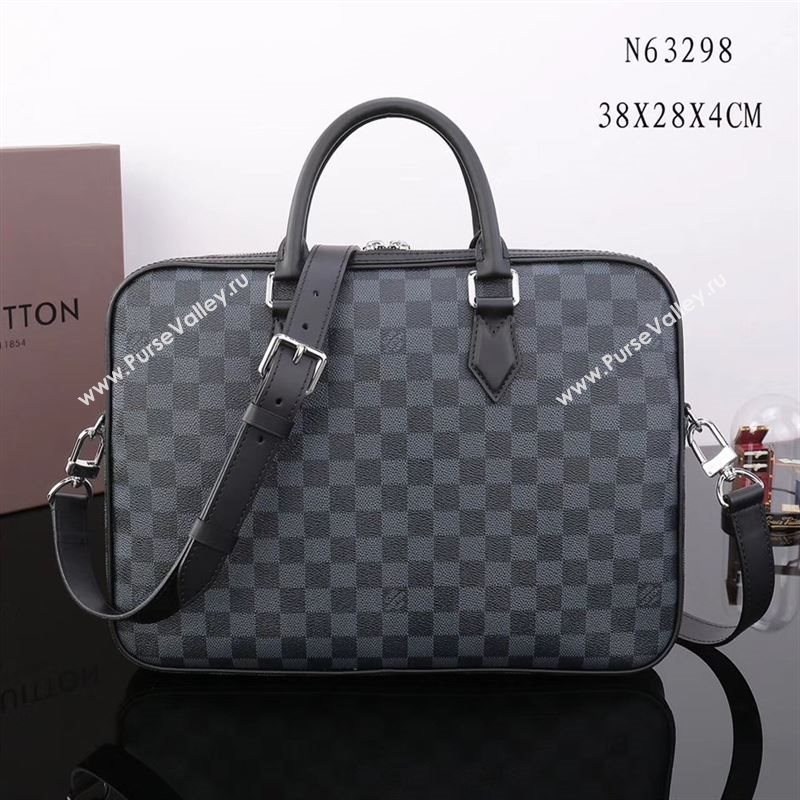 LV Louis Vuitton Dandy Slim Documents Messenger Bag N63298 Damier Graphite Handbag