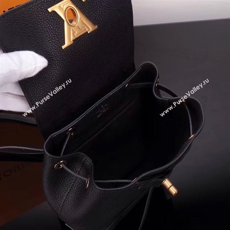 LV Louis Vuitton M54573 Lockme Mini Backpack Real Leather Bag Black