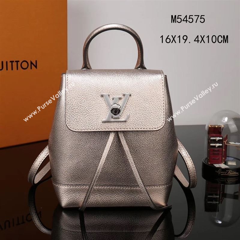LV Louis Vuitton M54575 Lockme Mini Backpack Real Leather Bag Gold