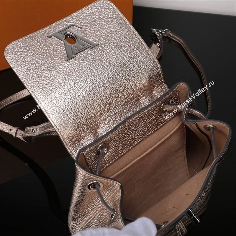 LV Louis Vuitton M54575 Lockme Mini Backpack Real Leather Bag Gold