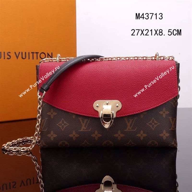 LV Louis Vuitton M43713 Saint Placide Monogram Handbag Leather Bag Red