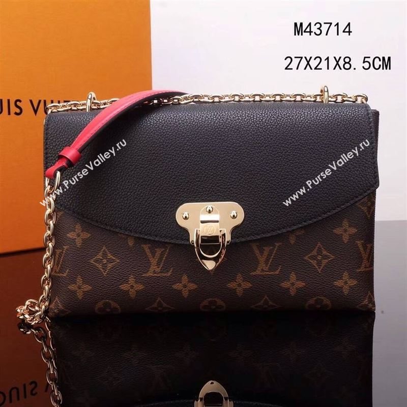 LV Louis Vuitton M43714 Saint Placide Monogram Handbag Leather Bag Black