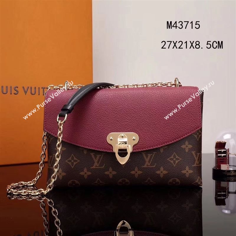 LV Louis Vuitton M43715 Saint Placide Monogram Handbag Leather Bag Maroon