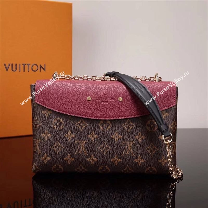 LV Louis Vuitton M43715 Saint Placide Monogram Handbag Leather Bag Maroon