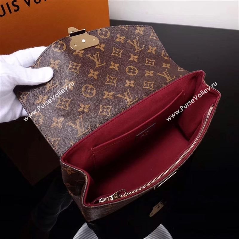 LV Louis Vuitton M43715 Saint Placide Monogram Handbag Leather Bag Maroon
