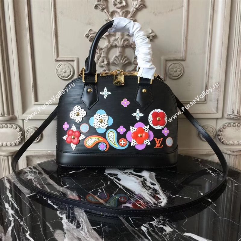 Louis Vuitton LV Alma BB Handbag Monogram Epi Leather Bag Black M54836 7001