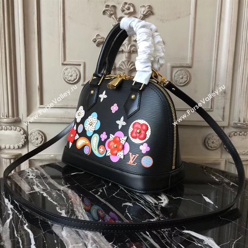 Louis Vuitton LV Alma BB Handbag Monogram Epi Leather Bag Black M54836 7001