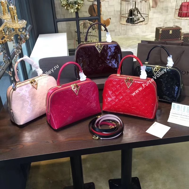 Louis Vuitton LV Melrose Handbag Monogram Patent Leather Bag Blue M42694 7002