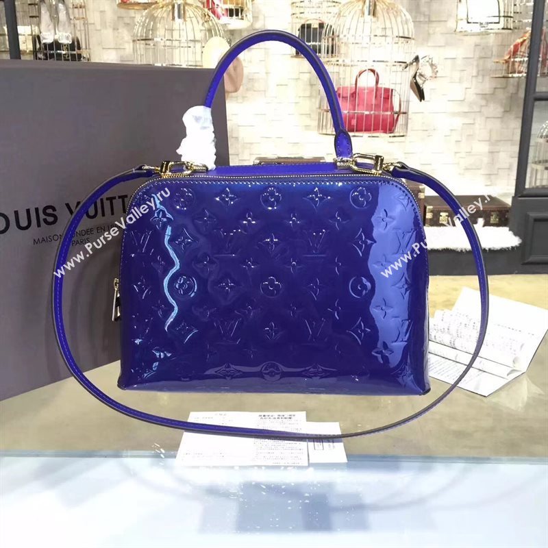 Louis Vuitton LV Melrose Handbag Monogram Patent Leather Bag Blue M42694 7002