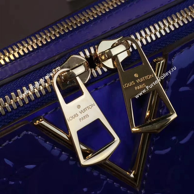 Louis Vuitton LV Melrose Handbag Monogram Patent Leather Bag Blue M42694 7002