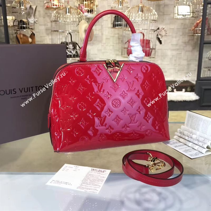 Louis Vuitton LV Melrose Handbag Monogram Patent Leather Bag Red M42694 7003