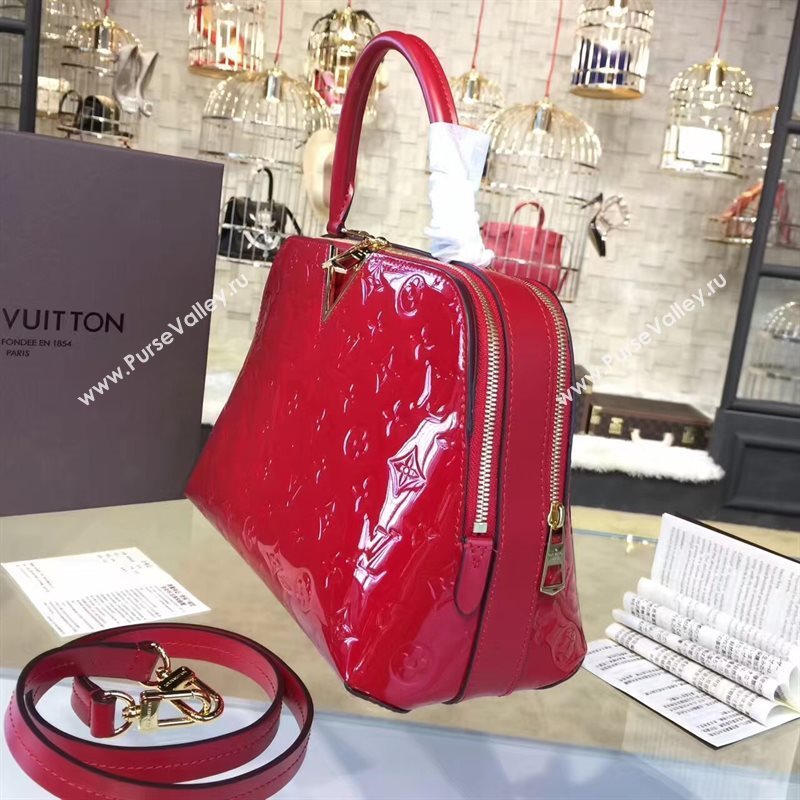 Louis Vuitton LV Melrose Handbag Monogram Patent Leather Bag Red M42694 7003