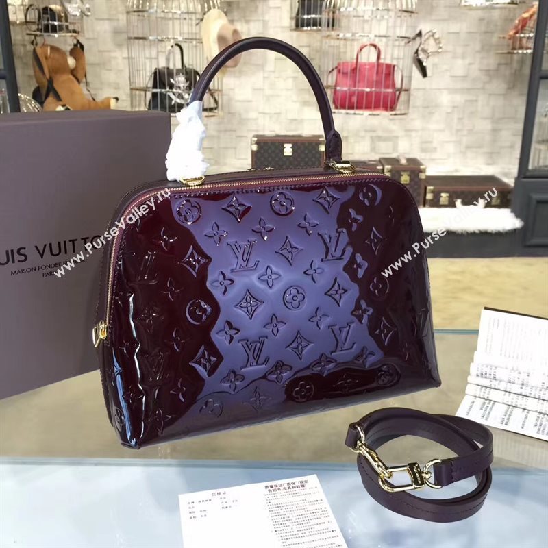 Louis Vuitton LV Melrose Handbag Monogram Patent Leather Bag Wine M42694 7004