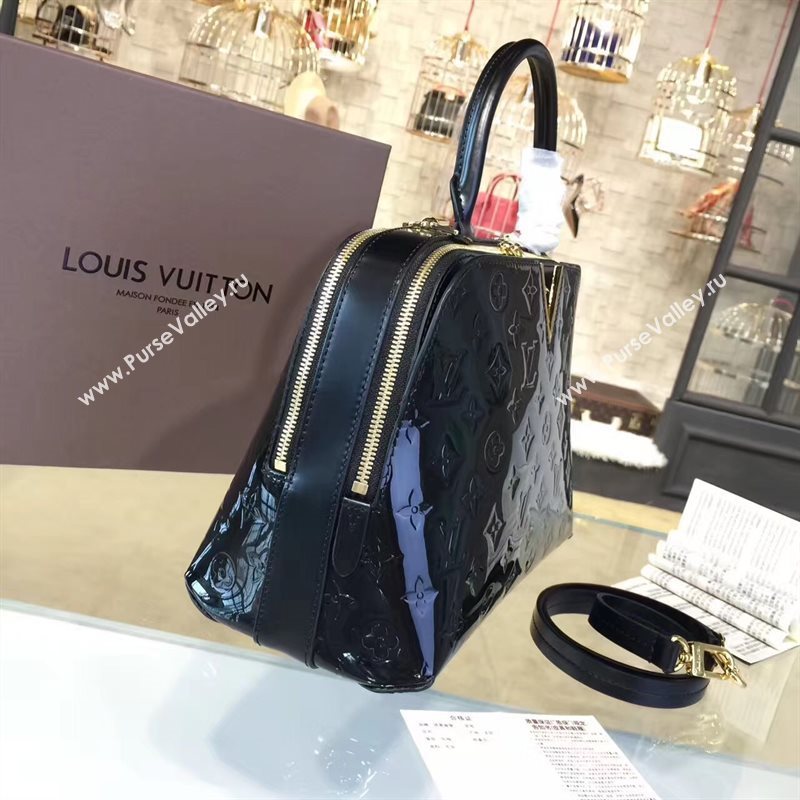 Louis Vuitton LV Melrose Handbag Monogram Patent Leather Bag Black M42694 7006