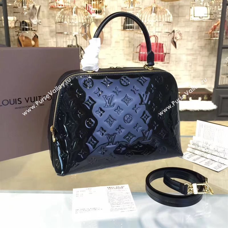 Louis Vuitton LV Melrose Handbag Monogram Patent Leather Bag Black M42694 7006