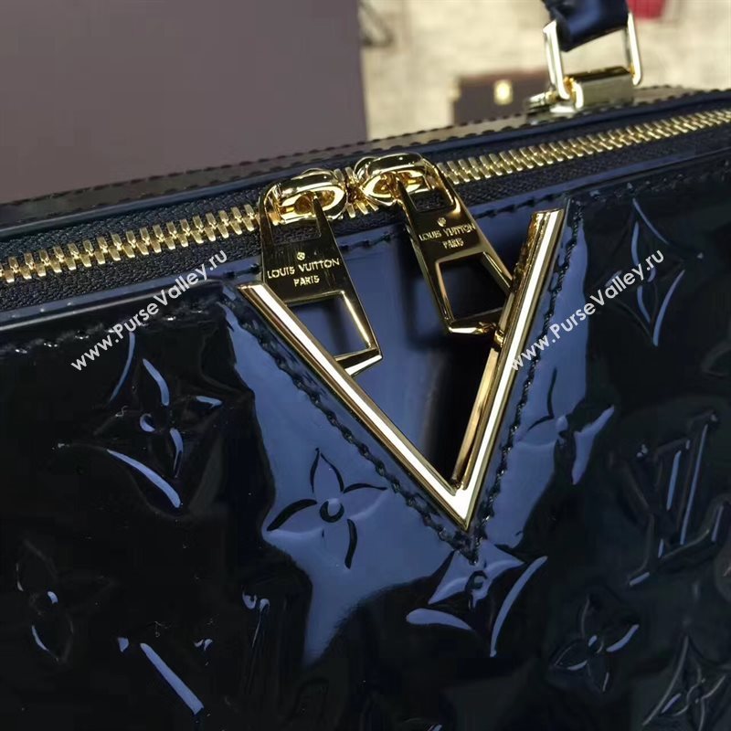 Louis Vuitton LV Melrose Handbag Monogram Patent Leather Bag Black M42694 7006