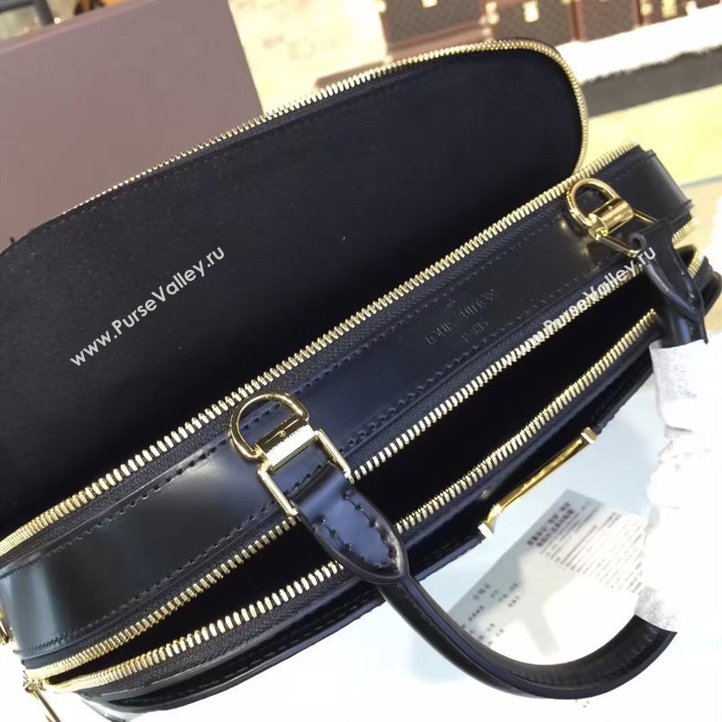 Louis Vuitton LV Melrose Handbag Monogram Patent Leather Bag Black M42694 7006