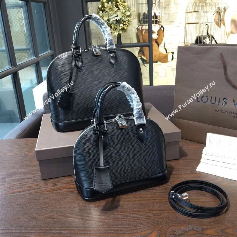 Louis Vuitton LV Alma PM Handbag Epi Leather Bag Black M40302 7010