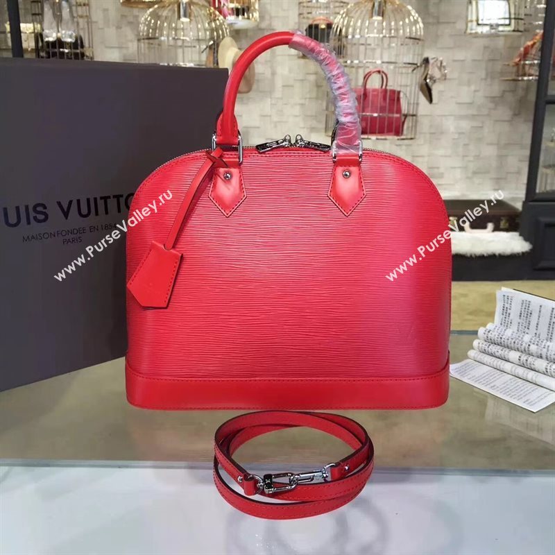 Louis Vuitton LV Alma PM Handbag Epi Leather Bag Red M41154 7012