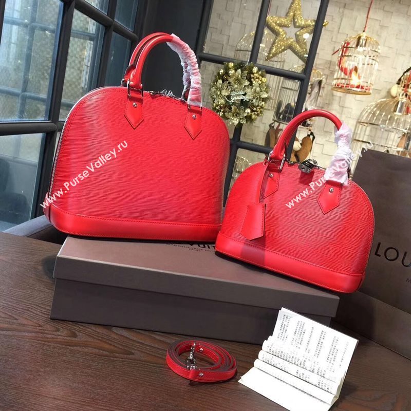 Louis Vuitton LV Alma PM Handbag Epi Leather Bag Red M41154 7012