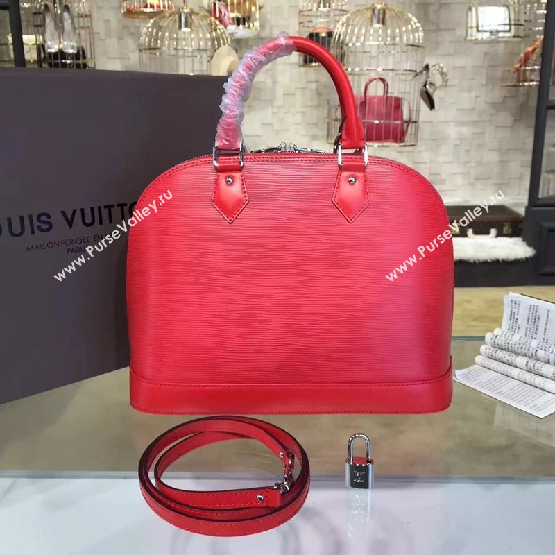 Louis Vuitton LV Alma PM Handbag Epi Leather Bag Red M41154 7012