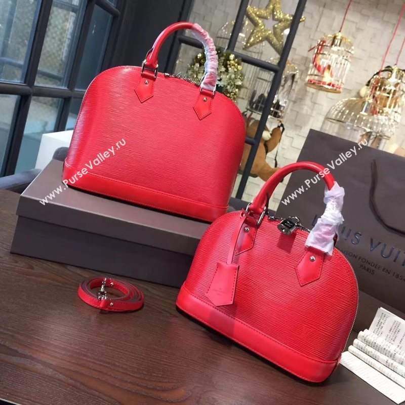 Louis Vuitton LV Alma BB Handbag Epi Leather Shoulder Bag Red M41160 7013