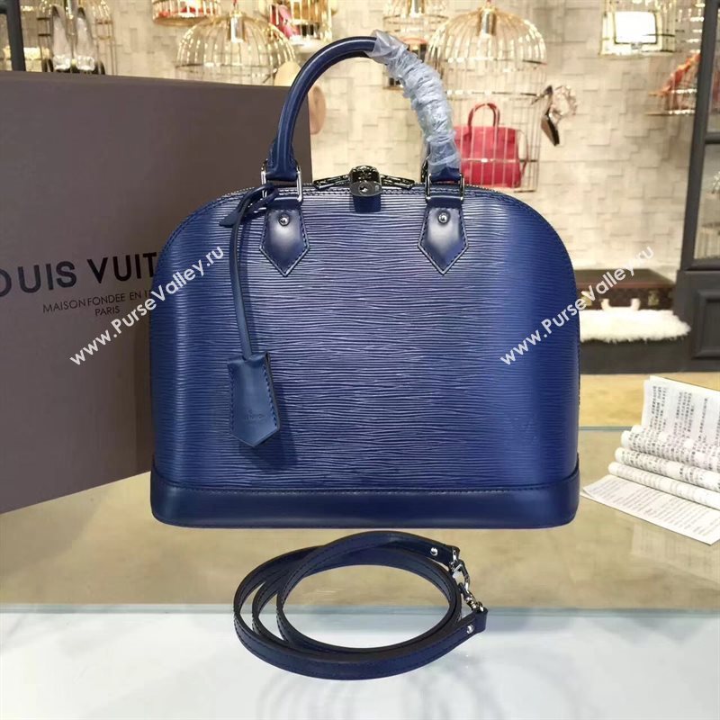 Louis Vuitton LV Alma PM Handbag Epi Leather Bag Navy M40620 7014