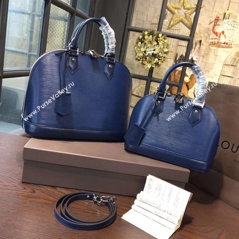 Louis Vuitton LV Alma PM Handbag Epi Leather Bag Navy M40620 7014