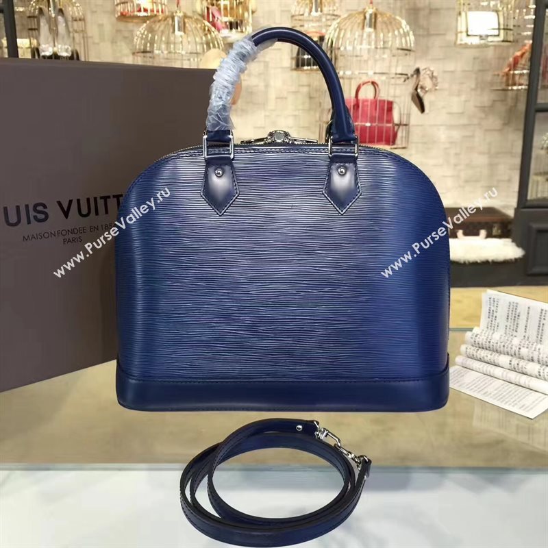 Louis Vuitton LV Alma PM Handbag Epi Leather Bag Navy M40620 7014