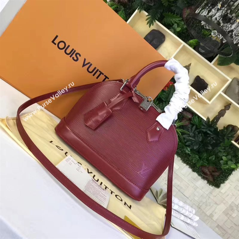 Louis Vuitton LV Alma BB Handbag Epi Leather Shoulder Bag Wine M40862 7018