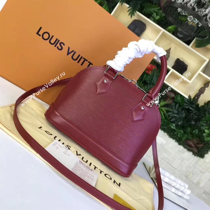 Louis Vuitton LV Alma BB Handbag Epi Leather Shoulder Bag Wine M40862 7018