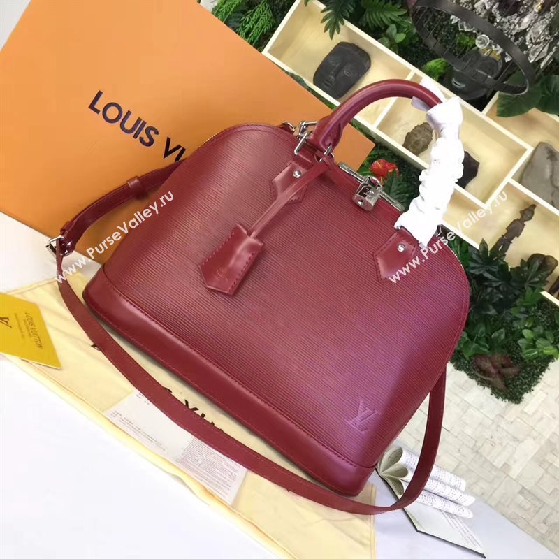 Louis Vuitton LV Alma PM Handbag Epi Leather Bag Wine M54158 7019