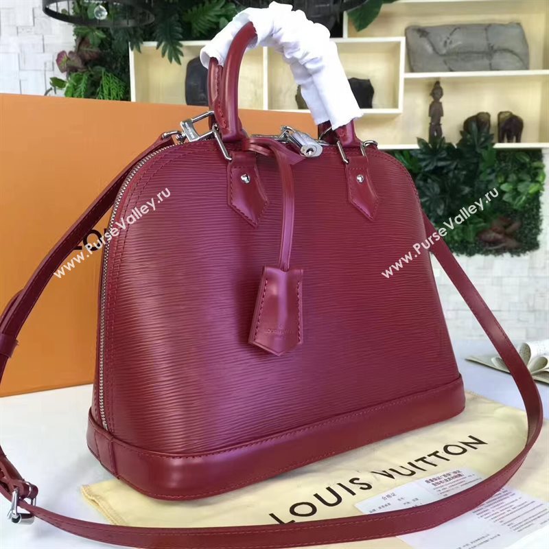 Louis Vuitton LV Alma PM Handbag Epi Leather Bag Wine M54158 7019