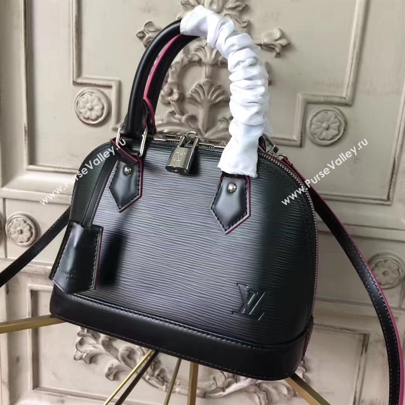 Louis Vuitton LV Alma BB Handbag Epi Leather Shoulder Bag Black&Pink M54160 7020