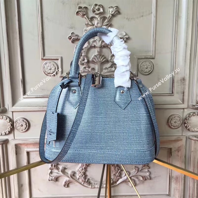 Louis Vuitton LV Alma BB Handbag Monogram Vernis Shoulder Bag Blue M90322 7021