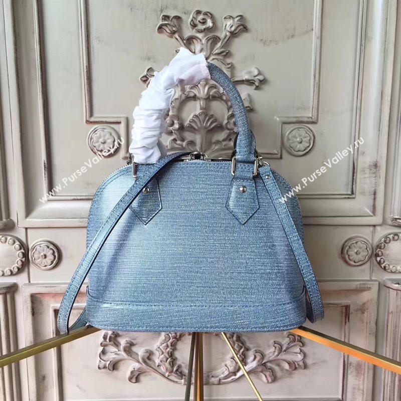 Louis Vuitton LV Alma BB Handbag Monogram Vernis Shoulder Bag Blue M90322 7021