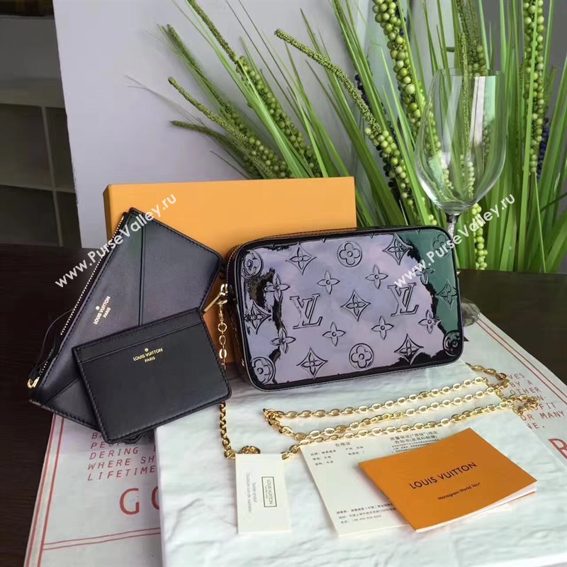 Louis Vuitton LV Camera Pouch Chain Bag Monogram Leather Handbag Black M64057 7022