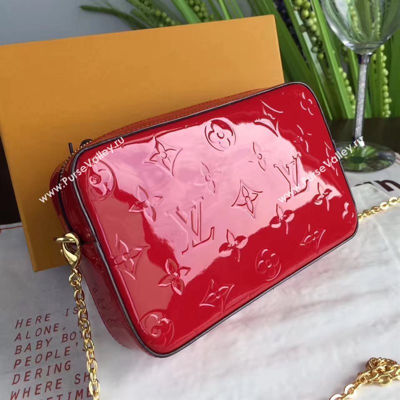 Louis Vuitton LV Camera Pouch Chain Bag Monogram Leather Handbag Red M64057 7023