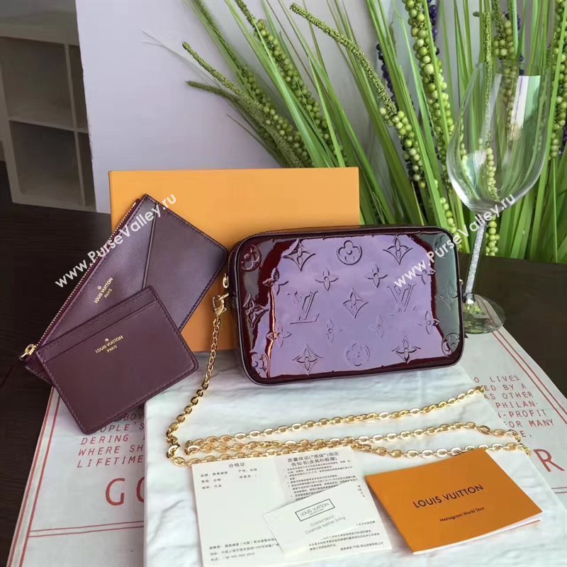 Louis Vuitton LV Camera Pouch Chain Bag Monogram Leather Handbag Wine M64057 7024