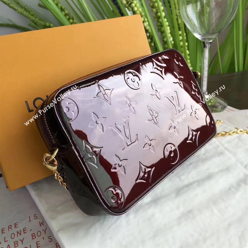 Louis Vuitton LV Camera Pouch Chain Bag Monogram Leather Handbag Wine M64057 7024