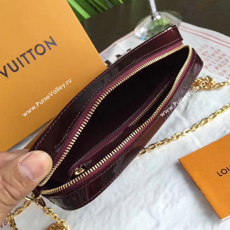 Louis Vuitton LV Camera Pouch Chain Bag Monogram Leather Handbag Wine M64057 7024
